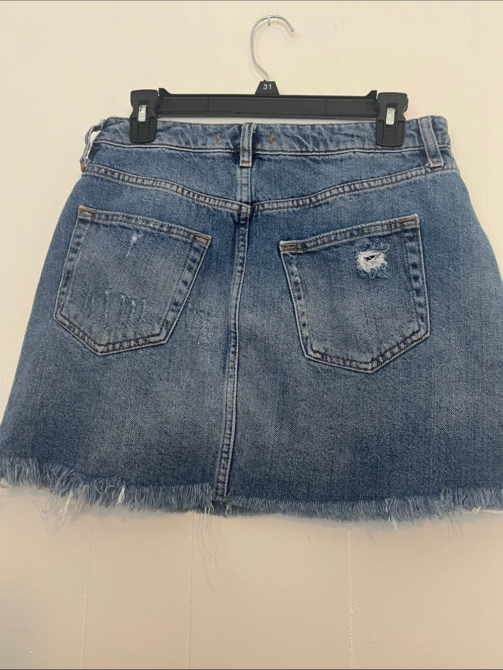 We the Free Distressed Denim Mini button fly Skirt Size 30